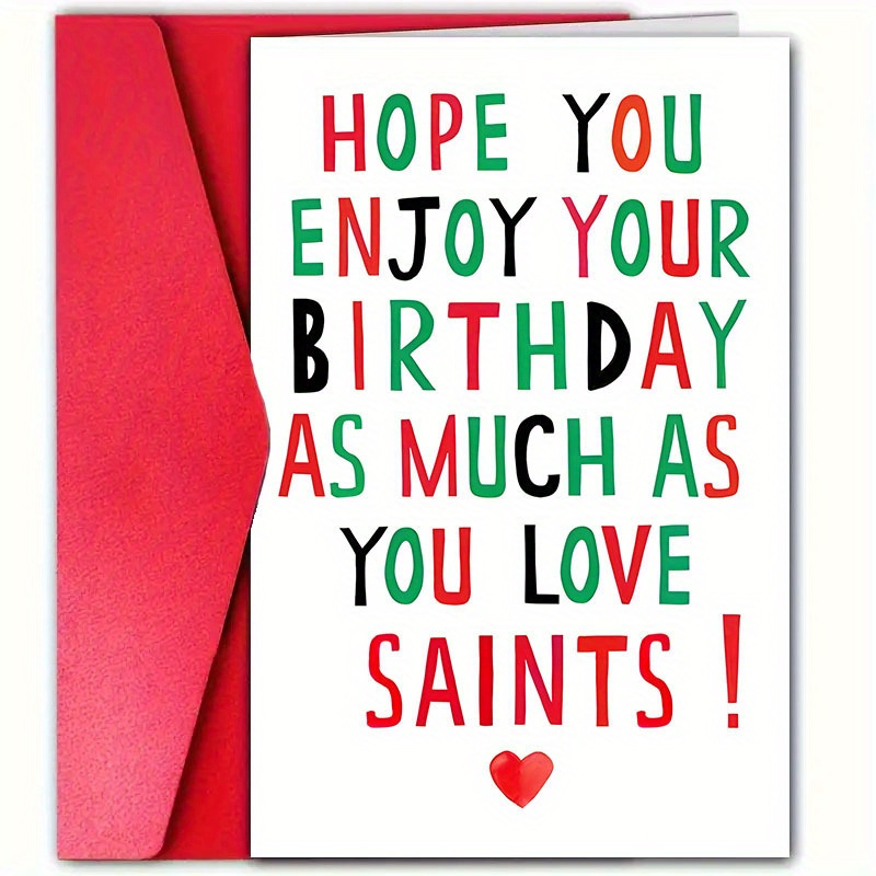 

1 Pc Birthday Greeting Card With Envelope, Personalized Football Saints Theme, Ideal Birthday Gift For Son, Father, Grandson, Husband