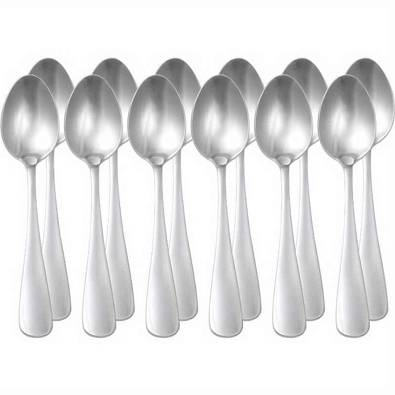 

12-piece Stainless Steel Soup Spoons Set - Round Edge, Large Tablespoons For Dining And Serving, Ideal For Restaurant And Home Use