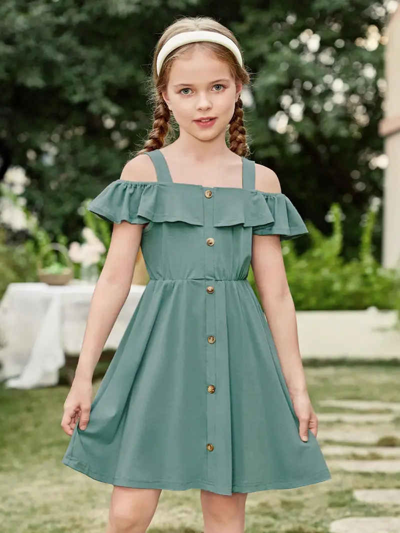 girls dresses summer spaghetti strap cold shoulder ruffle - Temu girls dresses summer spaghetti strap cold shoulder ruffle - Temu