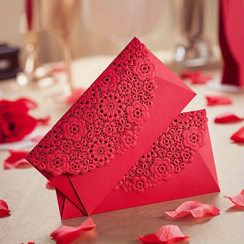 

6-piece Set Chinese Red Envelopes - Self-seal Textured Layering Wedding, Birthday, New Year & Business Gift Money Packets