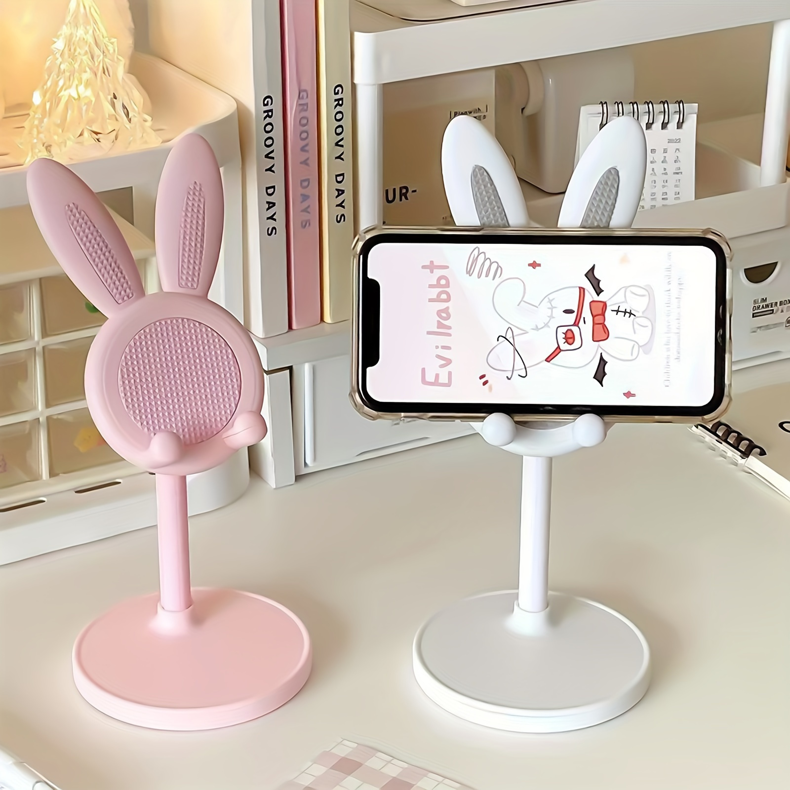 

Cute Bunny Cell Phone Stand, Angle Height Adjustable Phone Stand For Desk, Rabbit Phone Holder Stand For Desk, Compatible With All Mobile, Bunny Gifts Favor For Girl Women