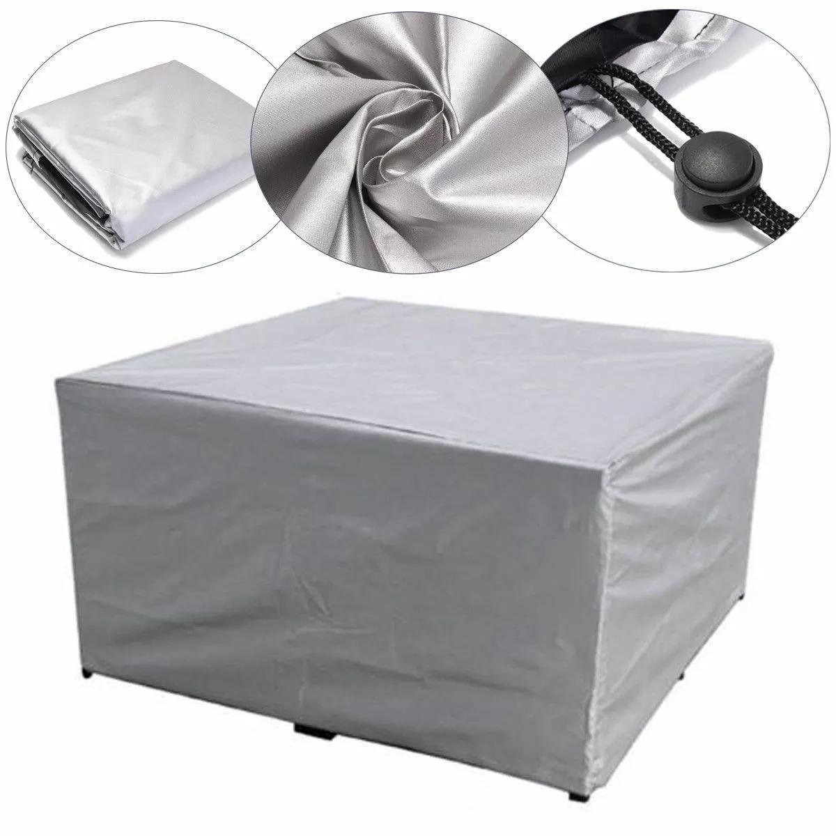 Image of Heavy Duty Garden Patio Furniture Cover For Rattan Table Cube Outdoor | Oxford Cloth, 190d Density, Pu Coated, Folded Hem , Drawstring Closure