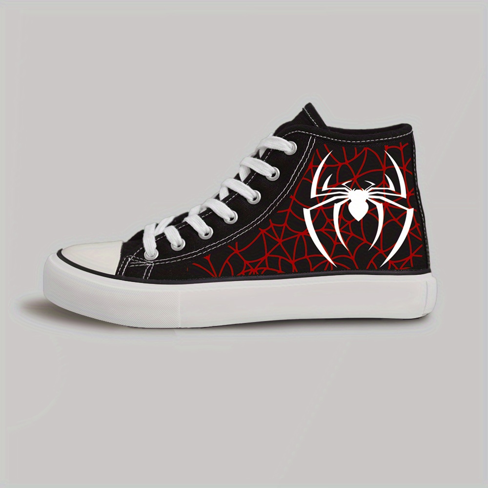 zapatillas graffiti 15-s002 para hombre, negras y blancas de lona, estilo casual con cordones, serie de estampado 2d,  , todo temporada, halloween - men's shoes - temu Temu Mexico