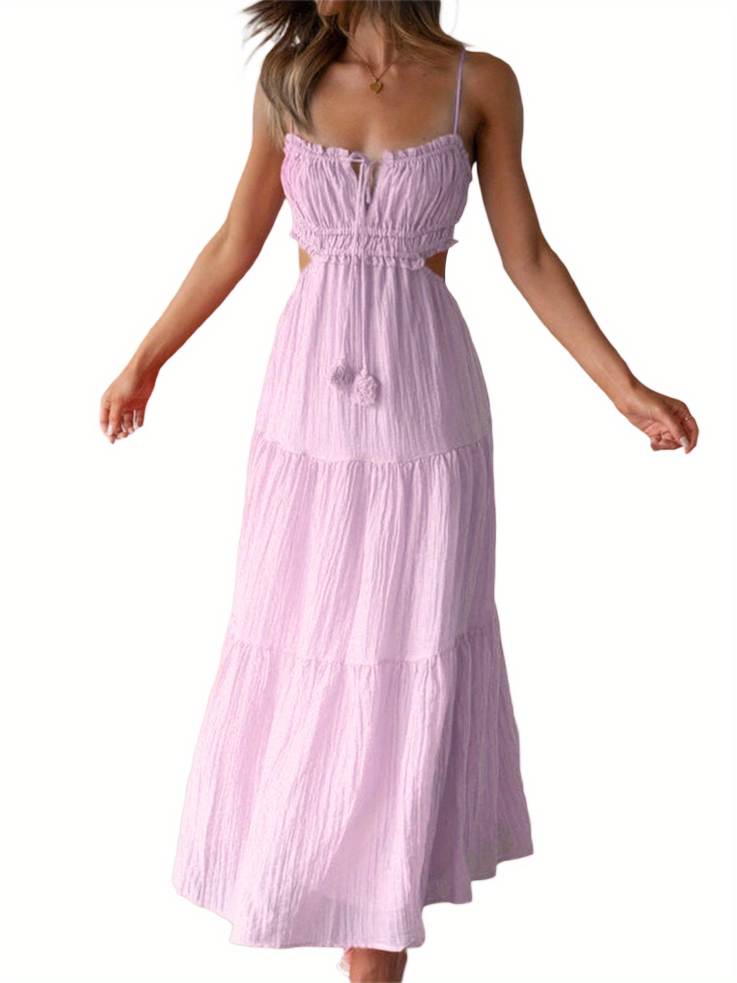 elegant backless maxi dress women sleeveless strappy design - Temu