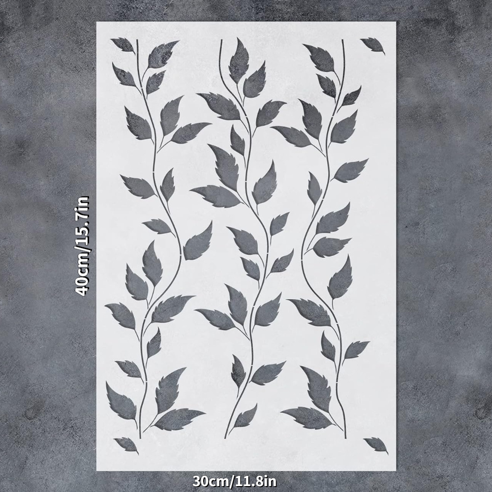 

Large Vine Leaf Stencils For Painting: Reusable Wall Pattern Stencil - 12x16inch Botanical Stencils For Walls - Plastic Material