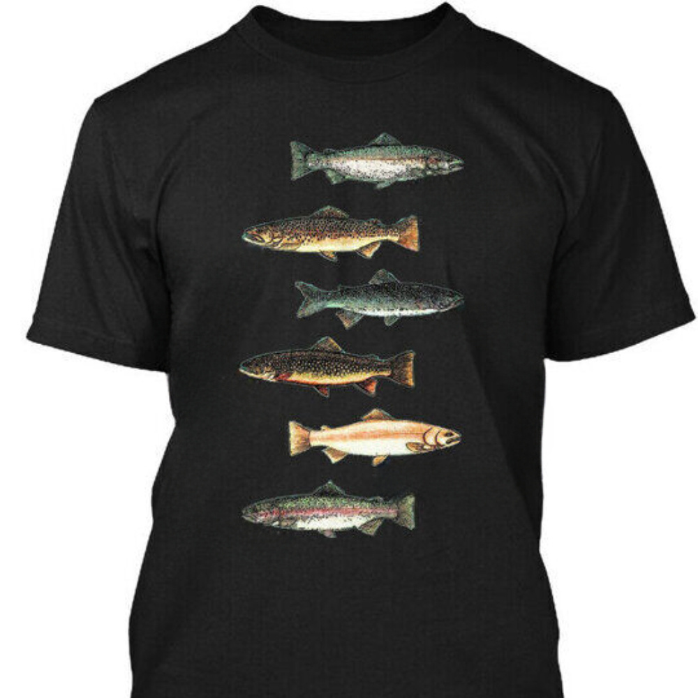 

Types Of Trout Fish Species Collection Fishing T-shirt Made In Usa Size S To 3xl