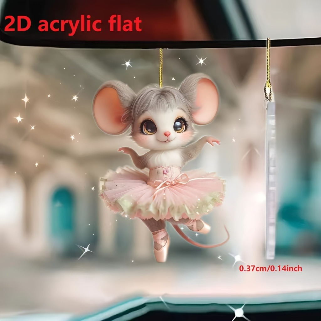 

Adorable Dancing Mouse Acrylic Charm - Ideal For Car Mirrors, Keychains, And Home Decor