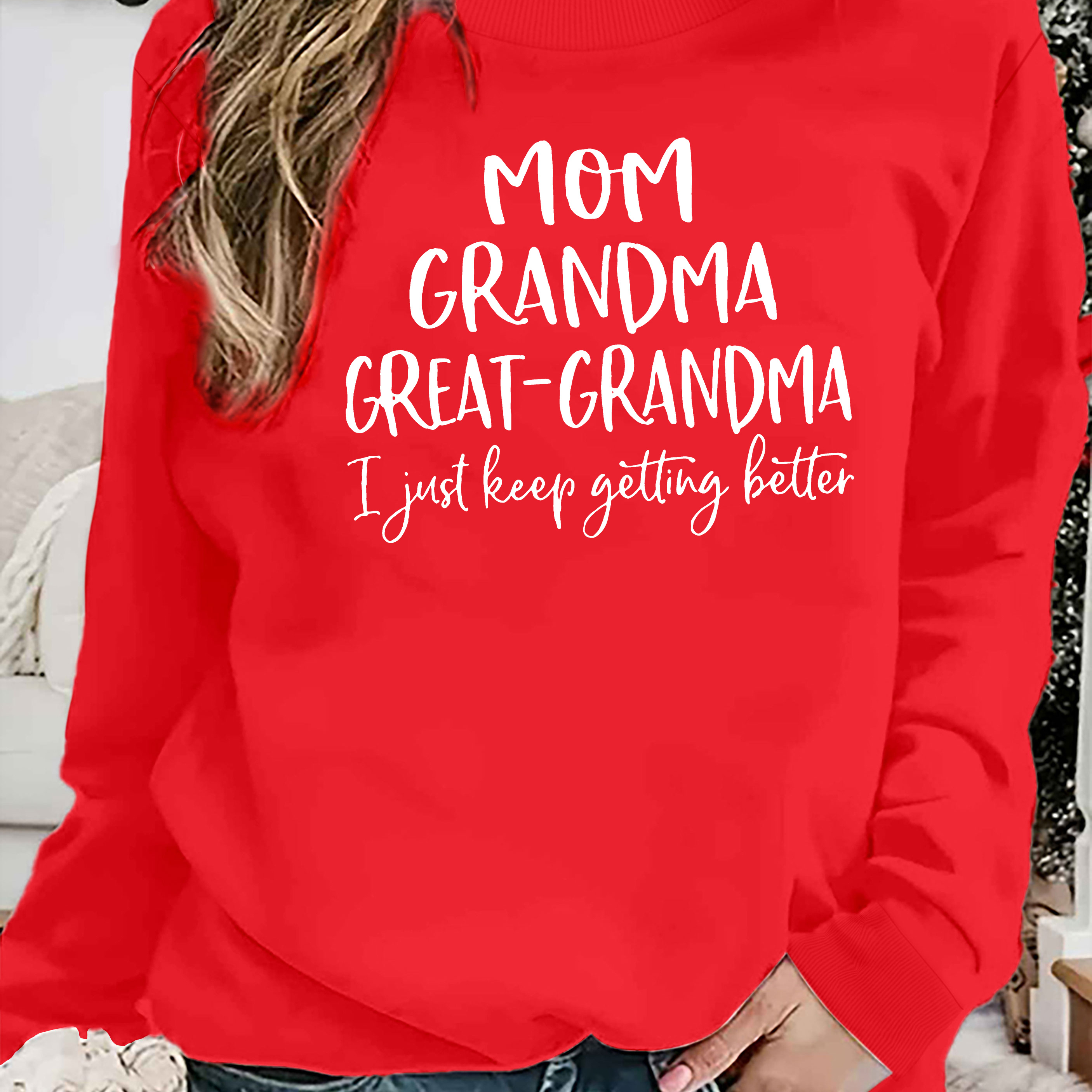 

Letter Print Sweatshirt, Crew Neck Casual Sweatshirt For Fall & Spring, Women's Clothing