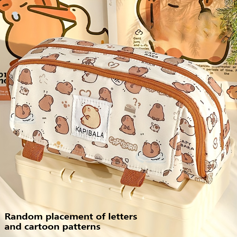 

Large 3-layer Capybara Pencil Case - Spacious Multi-compartment Organizer For School Supplies, & Stationery Storage