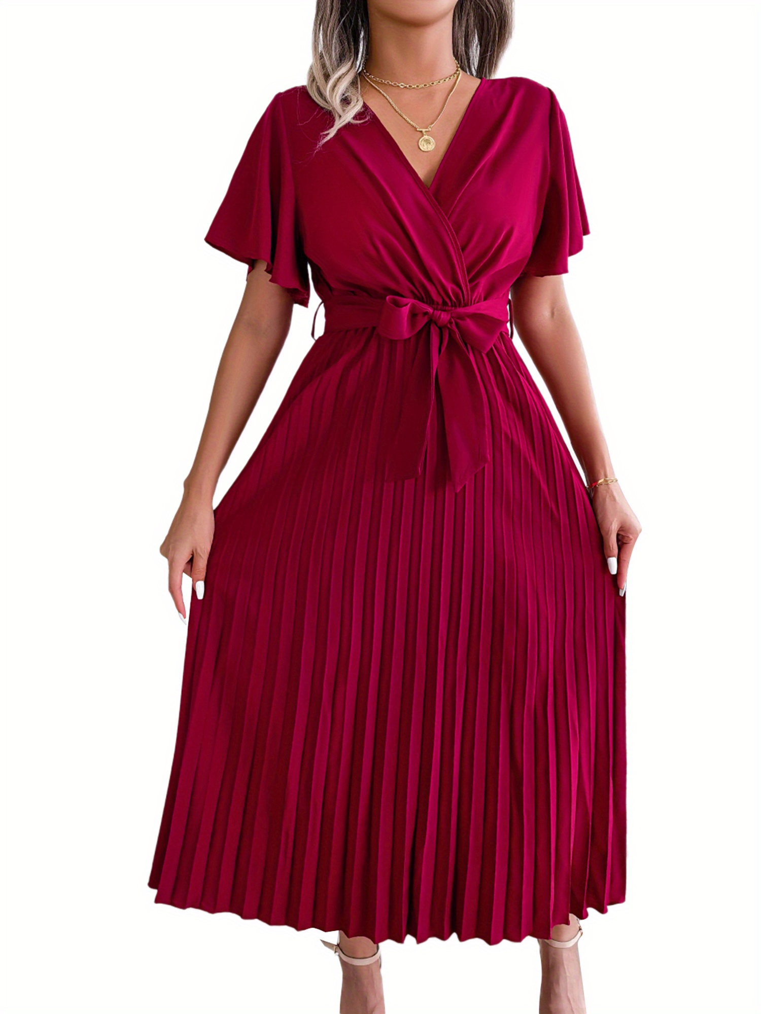 open lace back dress Pleated Dresses for Women main image 0