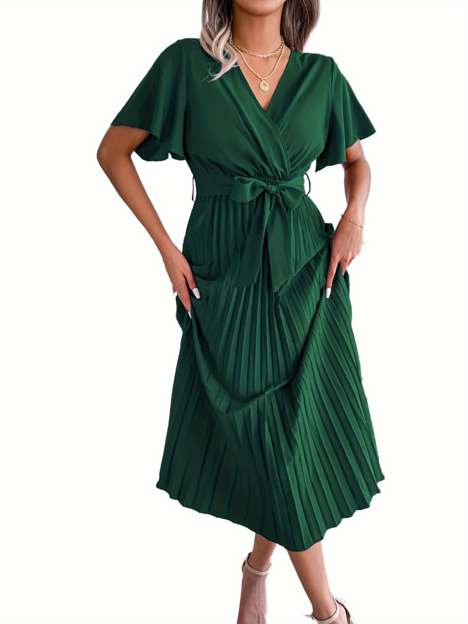 green emerald velvet dress Uranie Emerald Green Gathered Maxi Dress, L / Green main image 1