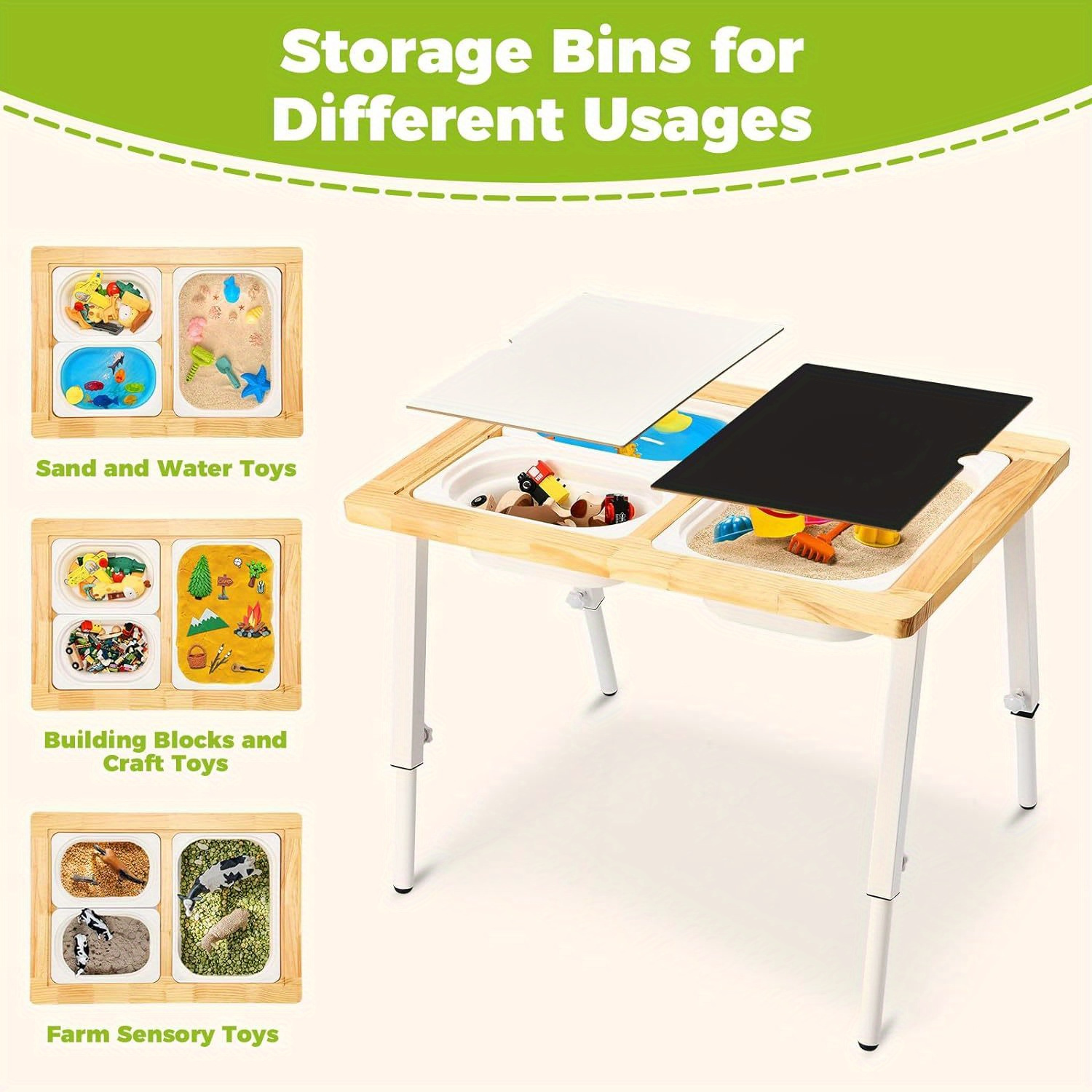 Sensory Table Stools Toddlers 1 5 Kids Table 3 Bins Writable - Temu