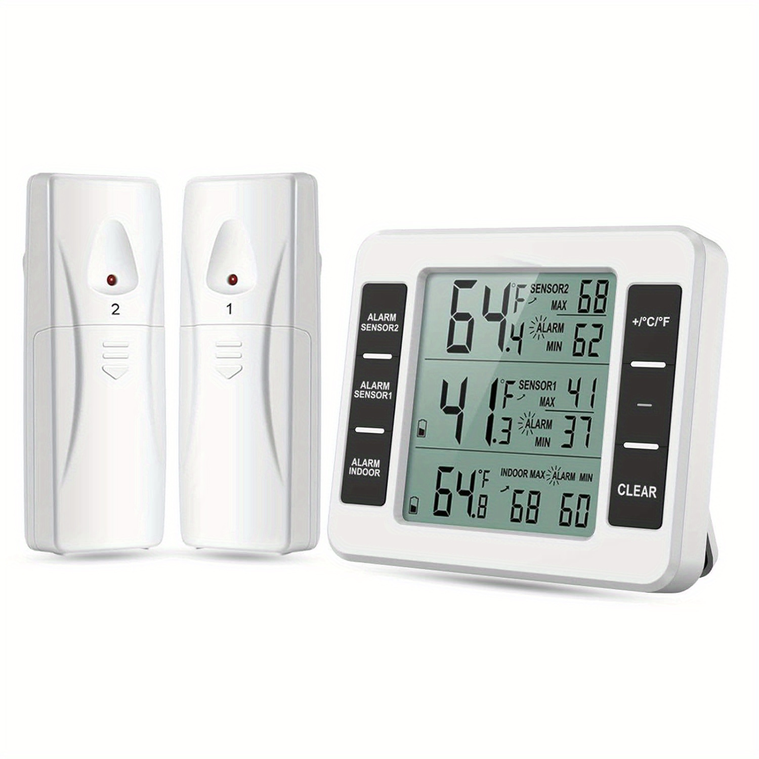 

Refrigerator Thermometer, Digital Fridge Freezer Thermometer Min Temperature Display And 2 Sensors For Home Restaurants Kitchen
