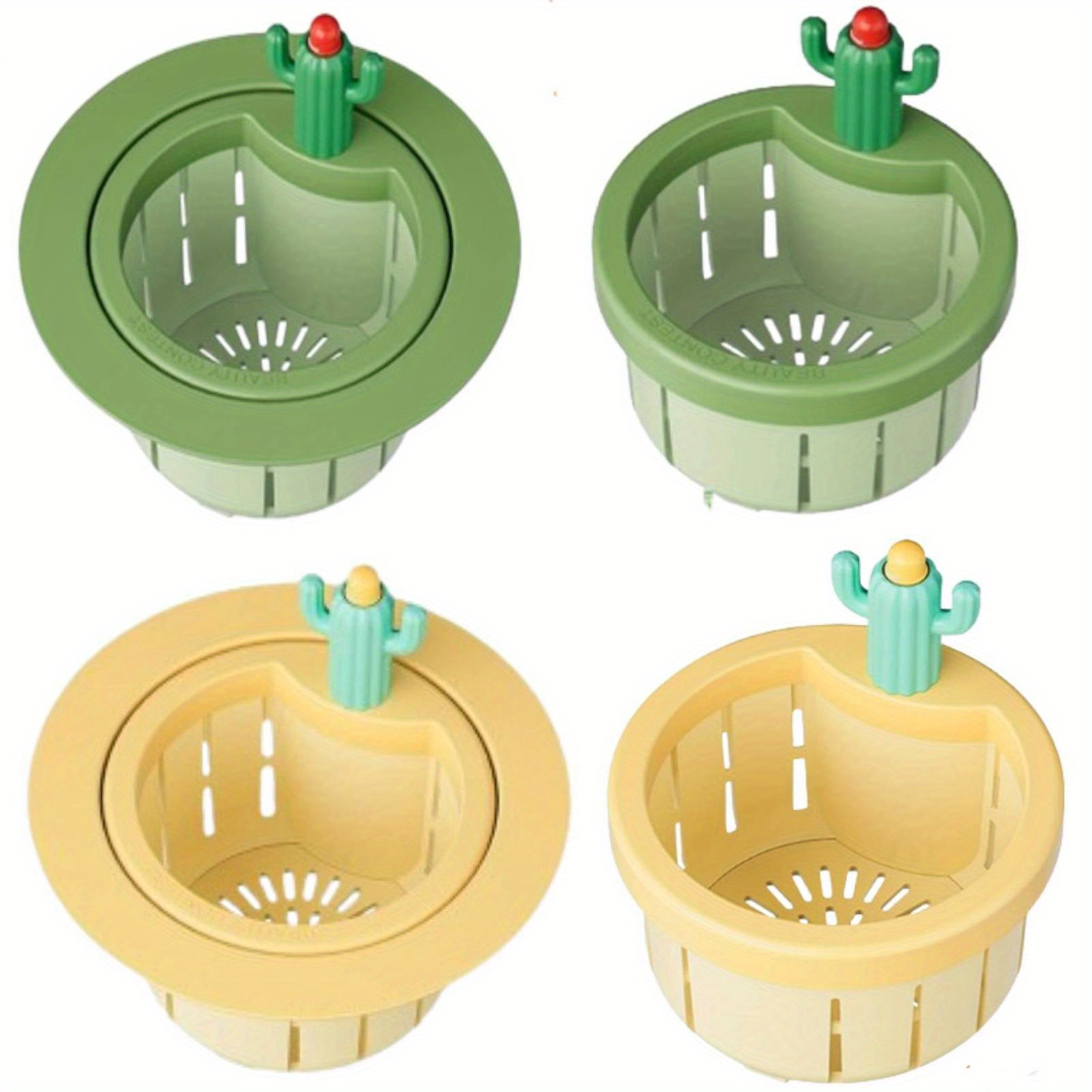TEMU 4pcs Kitchen Sink Drain Strainers, Free 2 Sink Gaskets Fits More Sizes Of Sinks, Multi-functional Kitchen Sink Waste Collection Strainer, Press And Auto Dump Plug Hole Cover