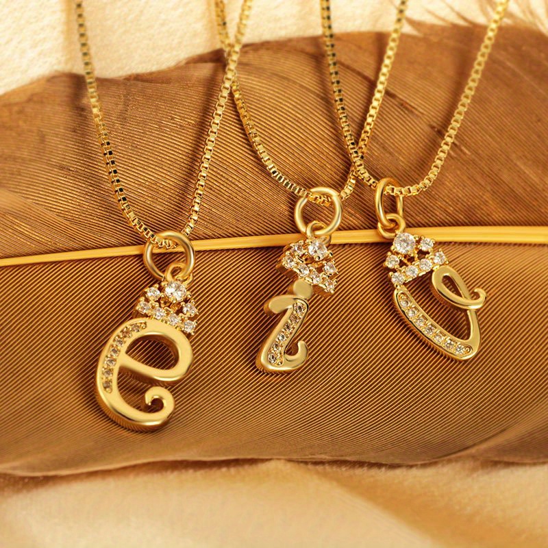 26pcs alphabet letter pendant necklaces fashion copper Temu Oman