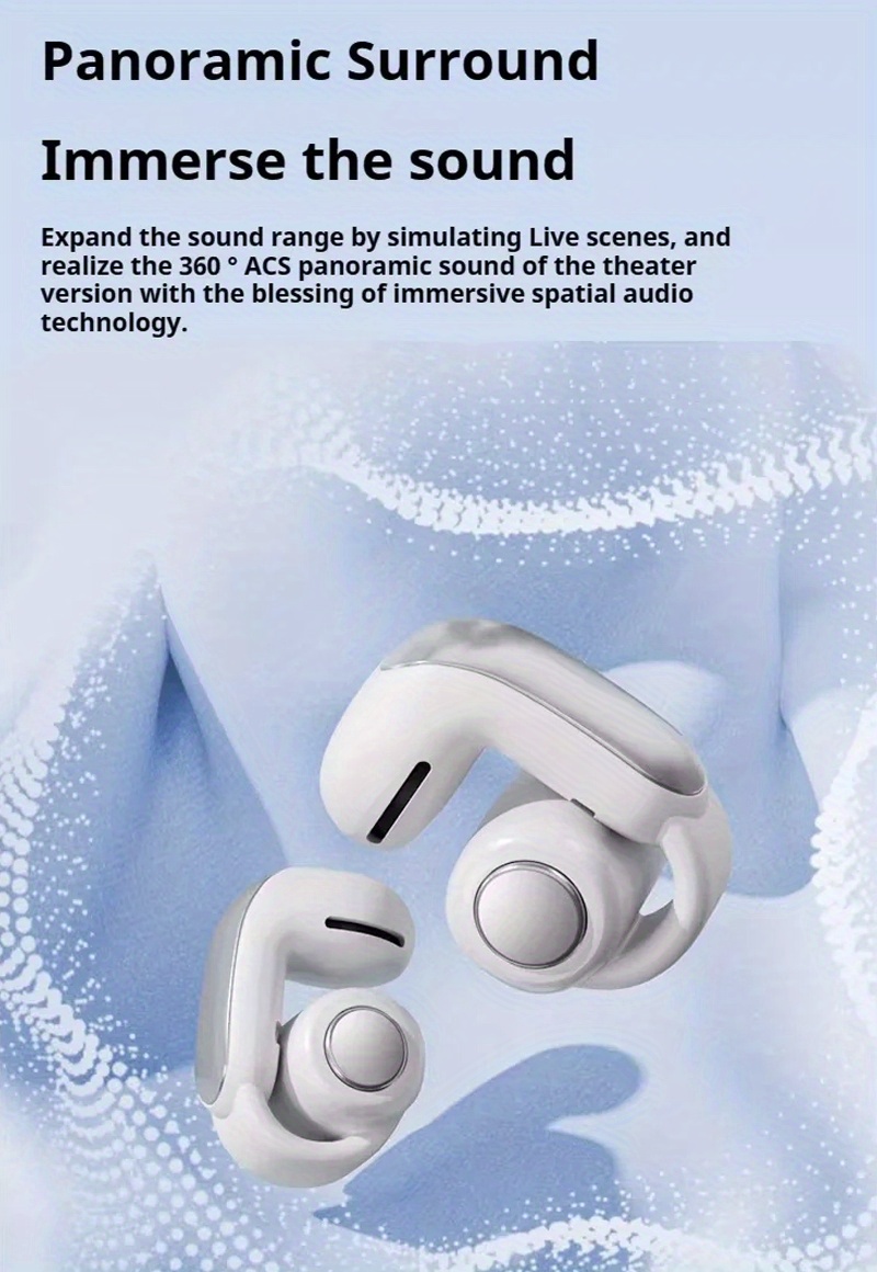 2024 premium wireless clip on earbuds with audio long built in mic for calls ideal for sports gaming design details 1