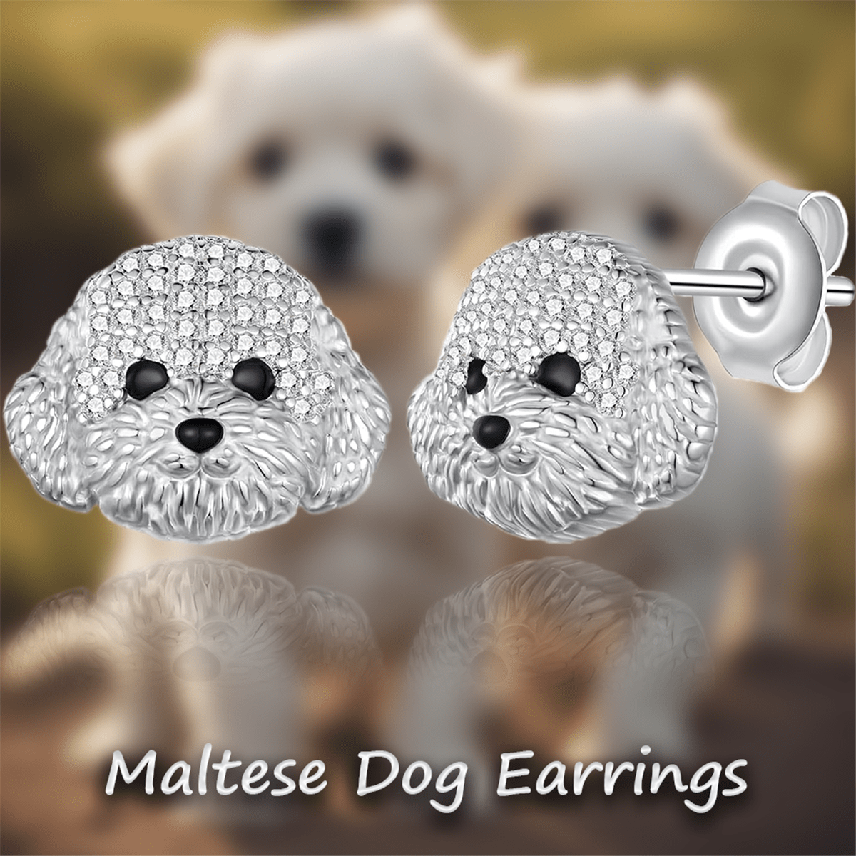 

Creative Shining Rhinestone Cute Stud Earrings Cartoon Pet Puppy Earrings Stainless Steel Ear Pins Suitable For Women, Girls Daily Party Accessories Gifts