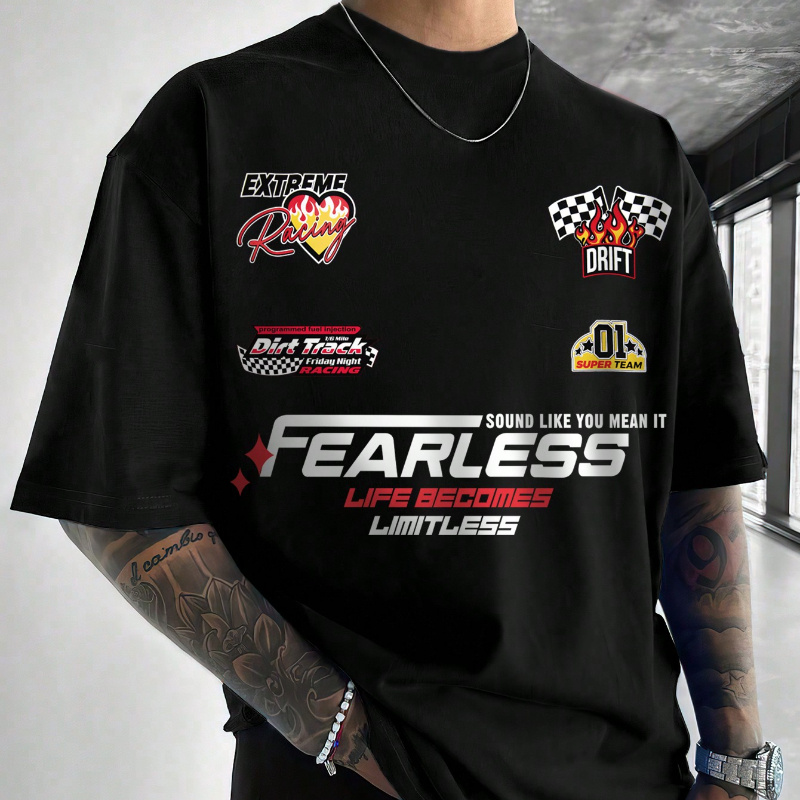 

Loose Fit Men's Letter Graphic Drop Shoulder Round Neck T-shirt