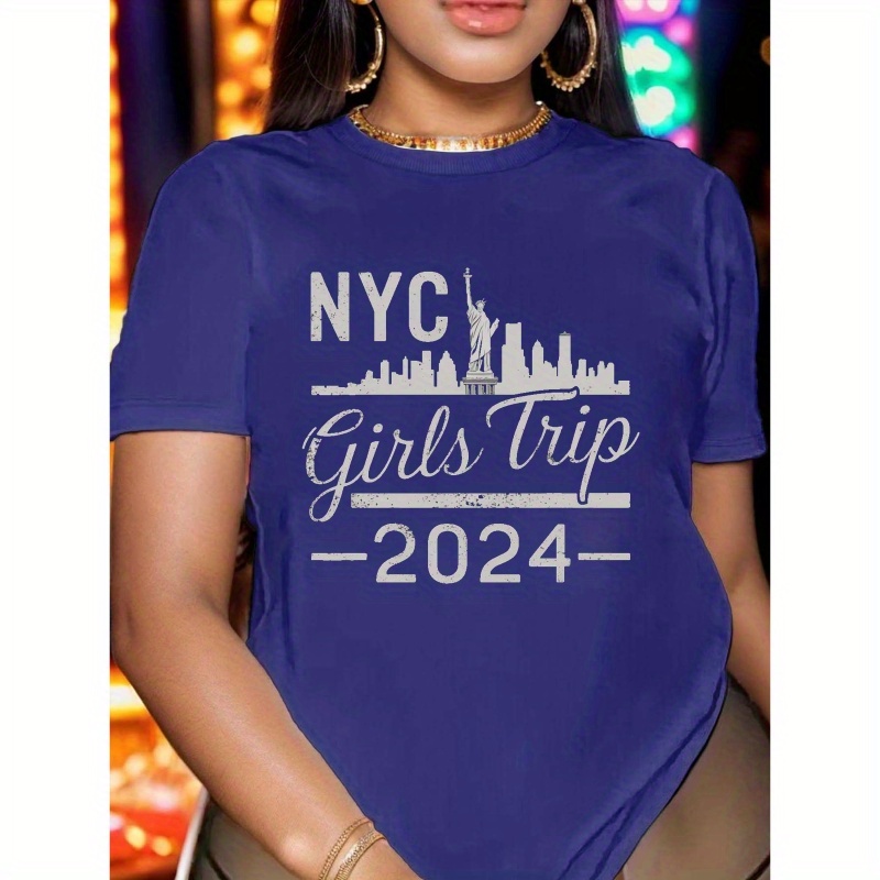 

New York City Print T-shirt, Casual Crew Neck Short Sleeve Top For Spring & Summer, Women's Clothing