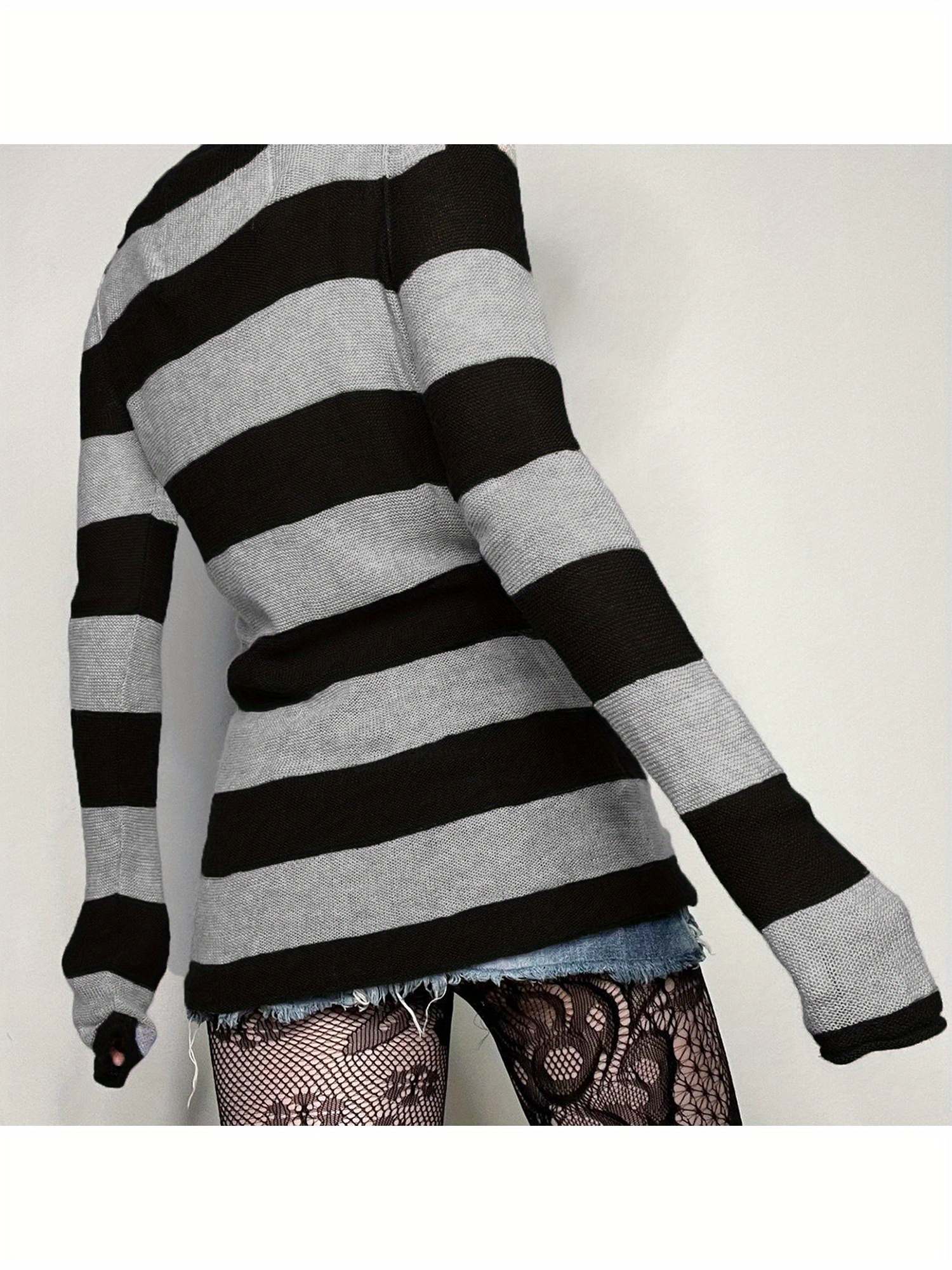 black and grey striped sweater dress Duo striped sweater dress – Line & Dot main image 0