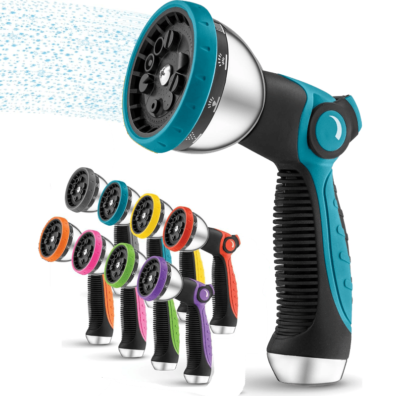 

1-pack Heavy Duty Plastic Garden Hose Nozzle With 10 Adjustable Patterns - Thumb Control, Ergonomic Grip - Universal Europe & America Thread Standard For Plant Watering, Lawn Maintenance & Cleaning