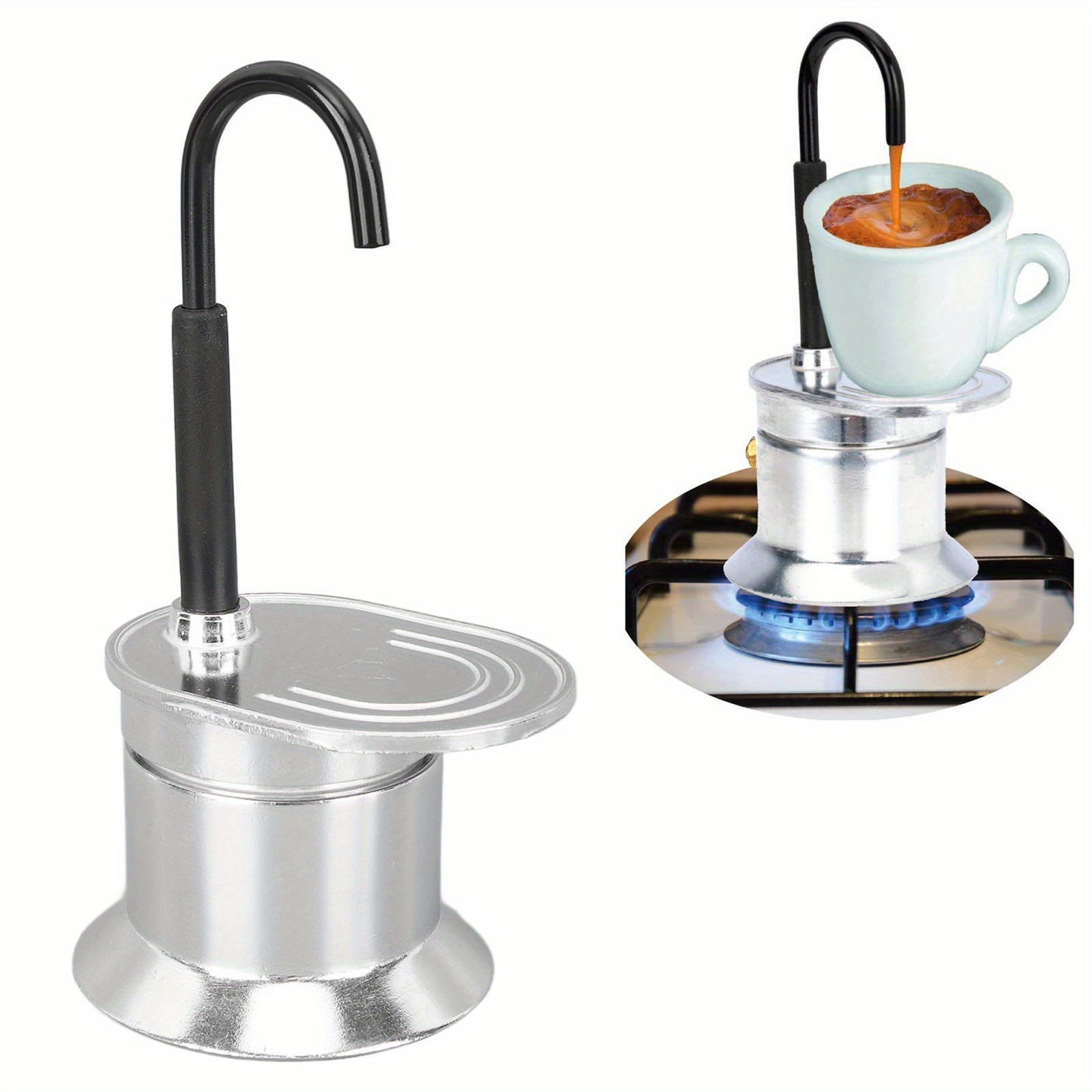 

Single Tube Pot 1 Cup 50ml Aluminum Alloy Spout Stovetop Italian Coffee Maker For Outdoor Parties Travel