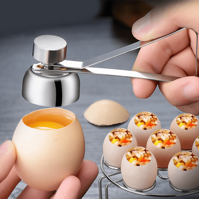 

Stainless Steel Egg Topper Cutter Set – Manual Cracker Remover With Handle – Kitchen Gadget For , Eggs – Egg Tool – 1pc Without Electricity Needed