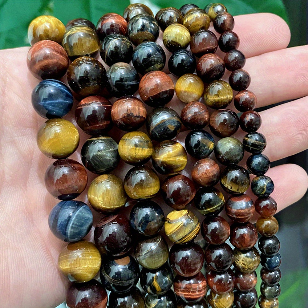 

Jiowef Tiger Beads - Natural Loose Beads For , Bracelets & Necklaces, 15" Strand In 4/6/8/10/12mm Sizes - Vibrant Craft Supplies, Beads For Jewelry Making, Jiowef