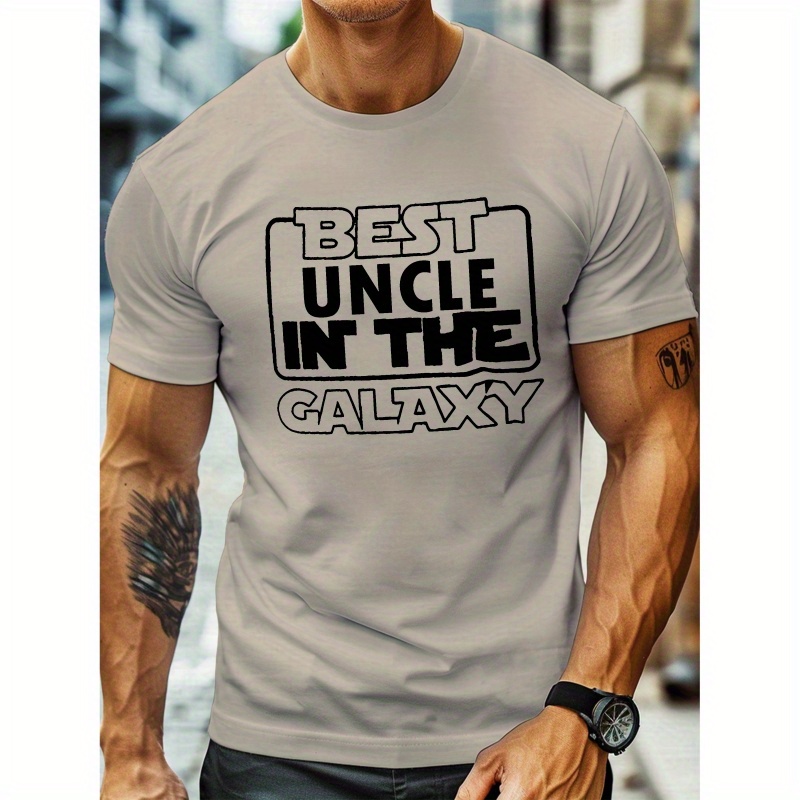 

Plus Size Men's Summer T-shirt, Letter Best Uncle Print Short Sleeve Tees, Trendy Casual Tops For Daily Life, Big & Tall