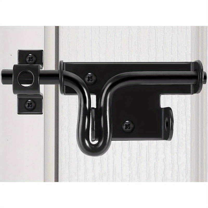 

Heavy Duty Metal Gate Latch With Dual Directional Locking - Security Barrel Bolt Latch For Outdoor Gates, Fences, Sheds, Barns - Rust Resistant Black Slide Bolt Lock With Padlock Hole