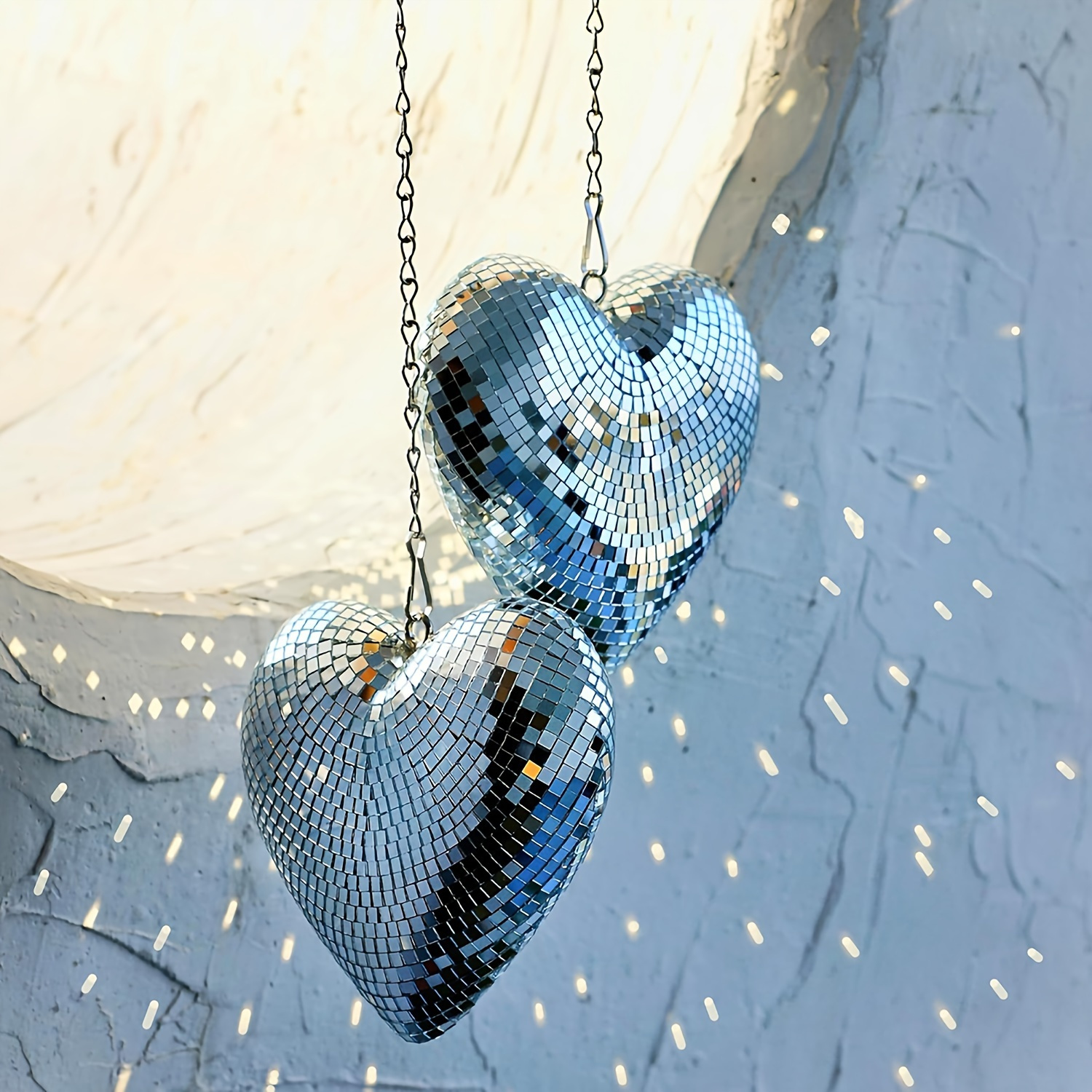 

Festive Hanging Heart-shaped Disco Ball Mirrors - Perfect For Wedding, Valentine's Day, Engagement, Thanksgiving, Christmas, Easter, And General Party Decorations