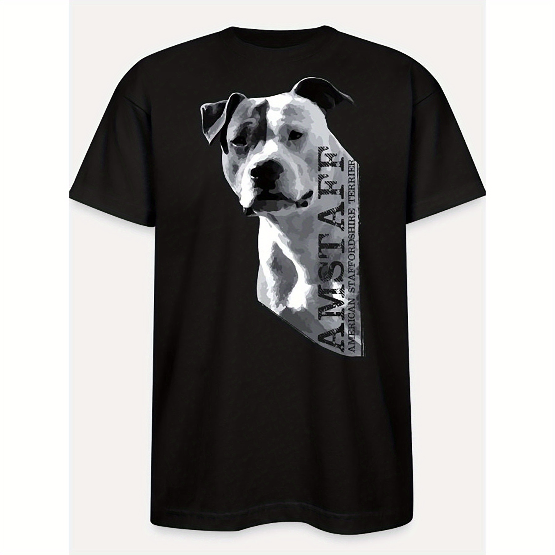 

American Staffordshire Terrier-6834 Funny Men's Short Sleeve Pattern T-shirt Series Black