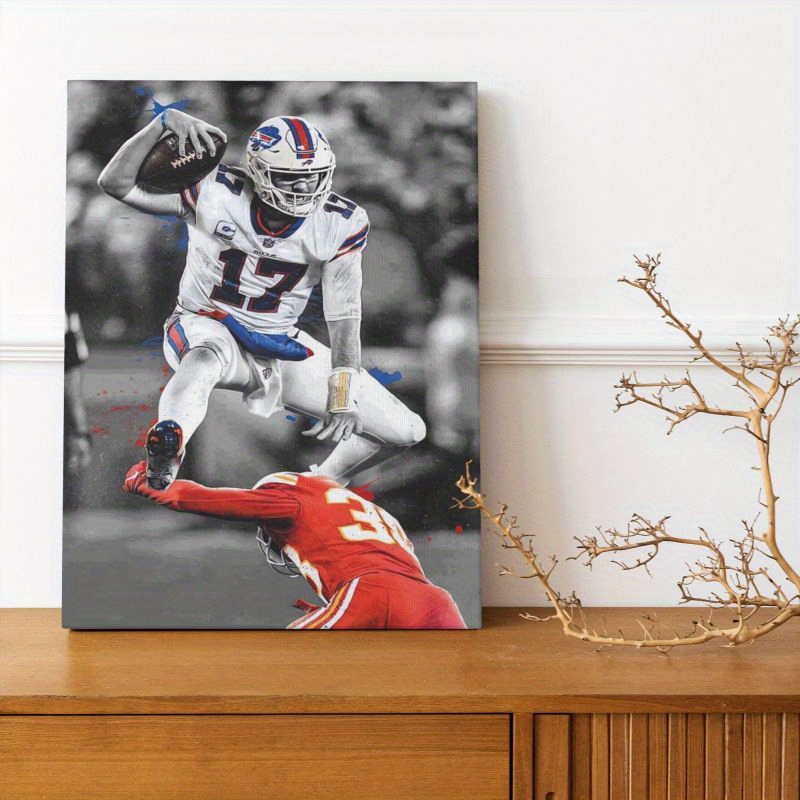 

1pc Sports Action Canvas Wall Art, Frameless Football Player Poster, Dynamic Sports Theme Decor For Living Room And Bedroom - 30cm X 40cm