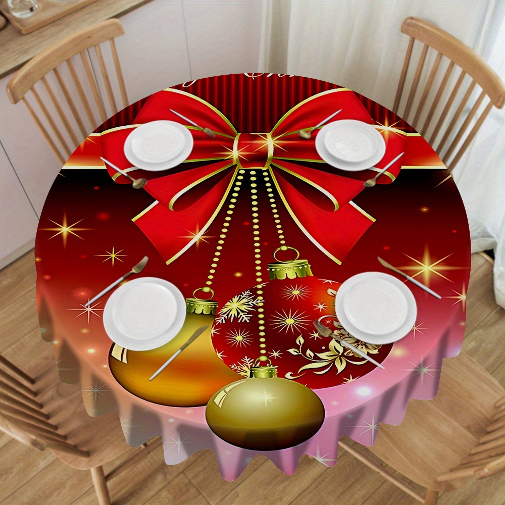 

Christmas- Round Tablecloth - , Polyester, For & Restaurant Dining, Parties, And Banquets