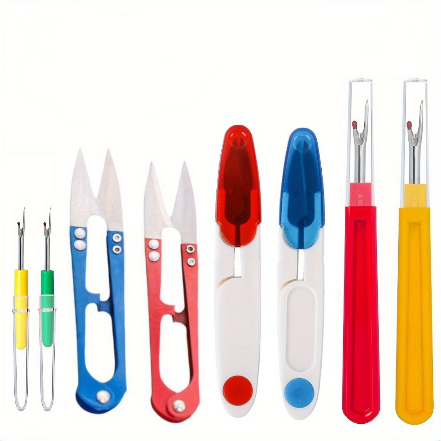 TEMU 8-piece Sewing Seam Ripper Kit: Includes 4 Thread Seam Removers, Stitch Unpickers, Thread Cutters, Trimming Scissors, Soft Tape Measure, And Storage Bag For Sewing