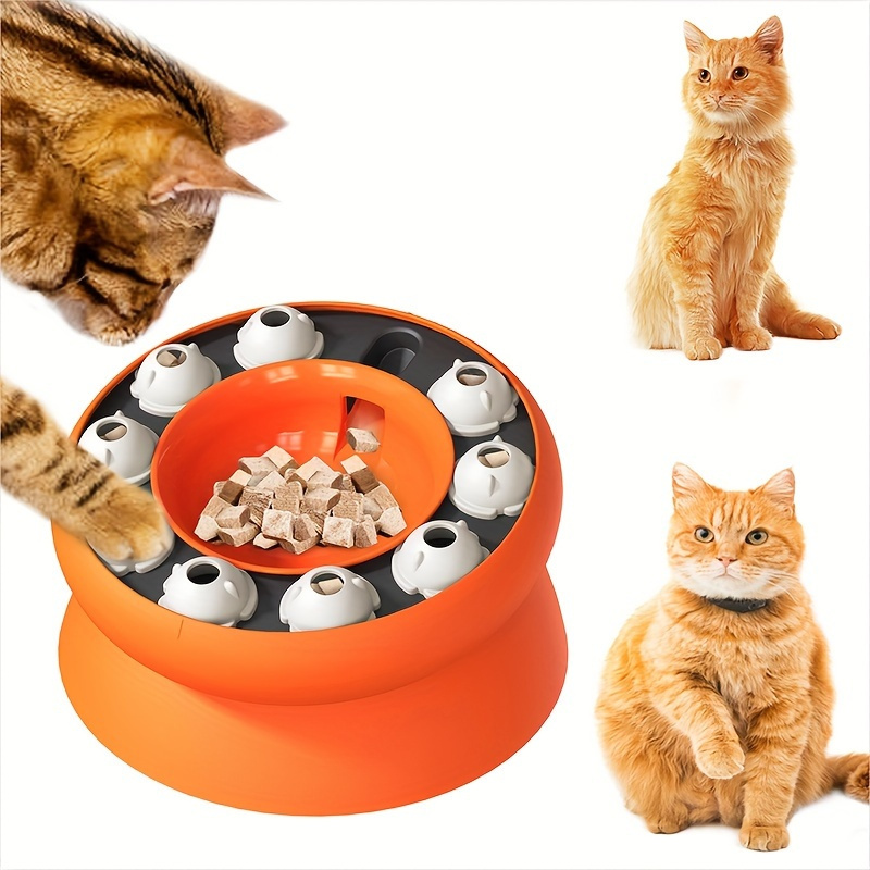 

1pc Interactive Cat Toy & Feeder Bowl - Non-battery, Plastic, Dispensing Treat For , & Weight Management