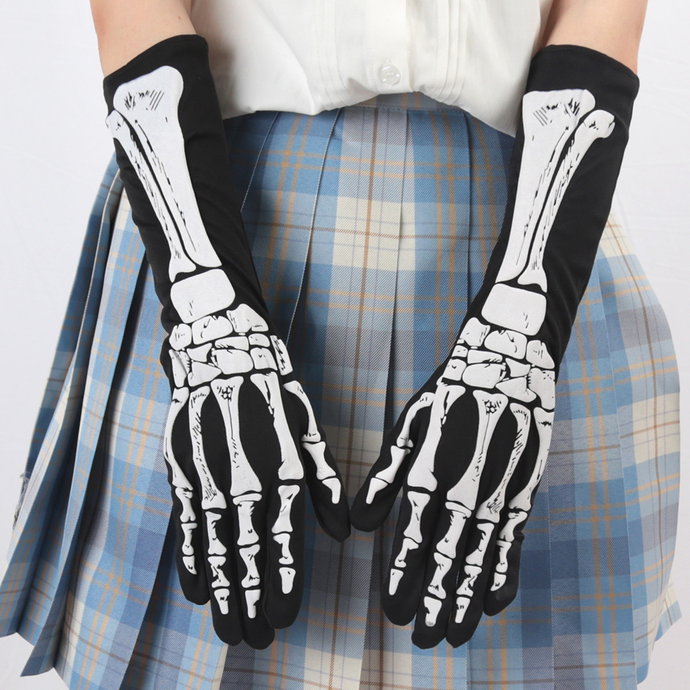 

Gothic Unisex Skeleton Gloves: Full Finger Stretch Gloves For Women - Perfect For Parties And Cosplay!