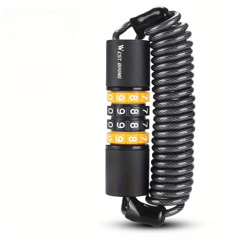 Alloy Combination For Bikes, Portable Self-coiling Resettable Combination Lock, Brushed Finish, Uncharged Mechanical Knob Control For Bike Helmets And Electric/ Security