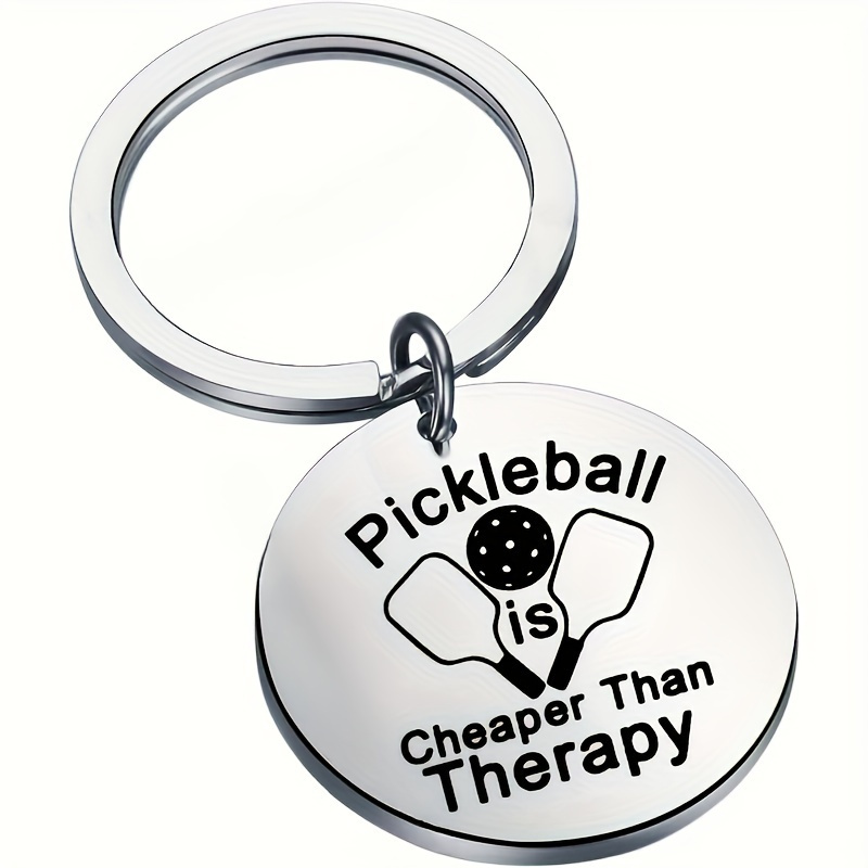 

Pickleball Enthusiasts Keychain Pack - Stainless Steel Laser-engraved "pickleball Is Cheaper Than Therapy" Motivational Gifts For Players, Coaches & Teams (1 Piece)