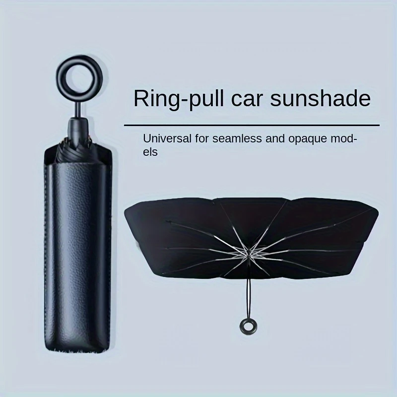 2024 car umbrella sunshade with pull cord windshield sunshade car sunshade foldable car windshield sunshade shade details 0