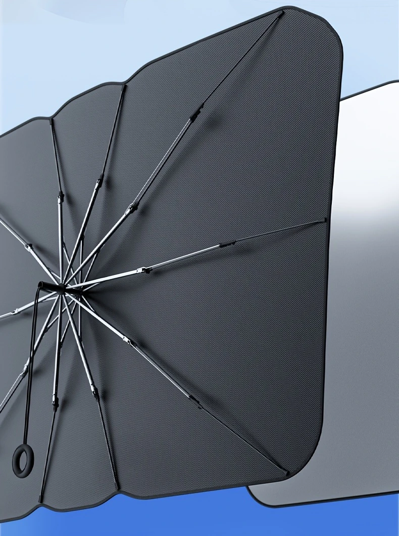 2024 car umbrella sunshade with pull cord windshield sunshade car sunshade foldable car windshield sunshade shade details 2