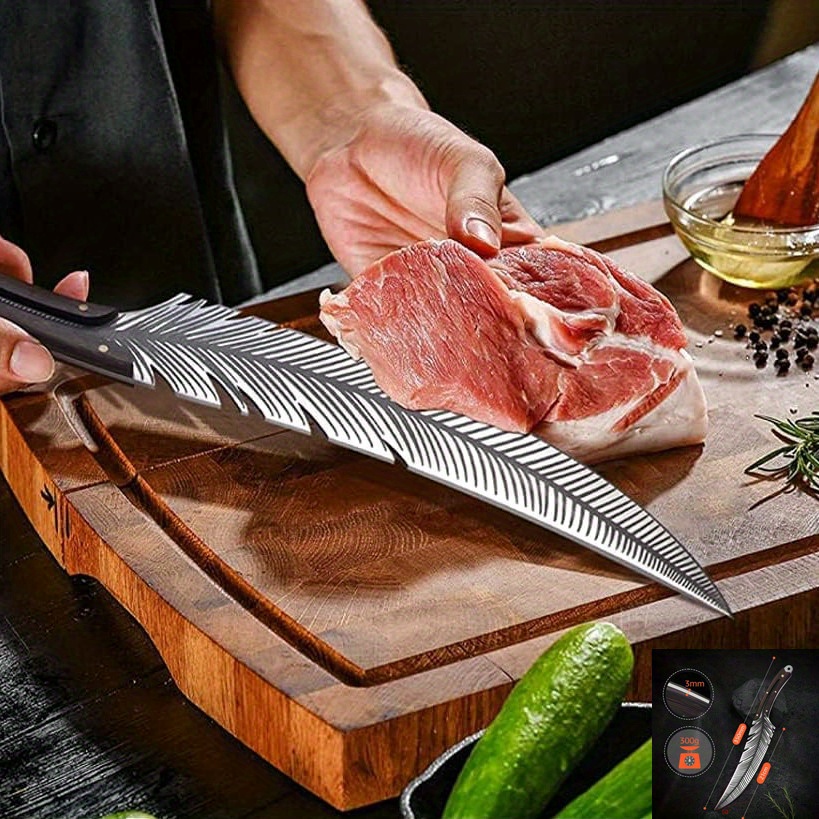 

Knife Feather Knife Hand Forged Viking Knife High Carbon Steel Butcher Knife Boning Knife For Meat Cutting Japanese Chef Knives Cooking Knife With Sheath For Kitchen Camping Gift For Dad