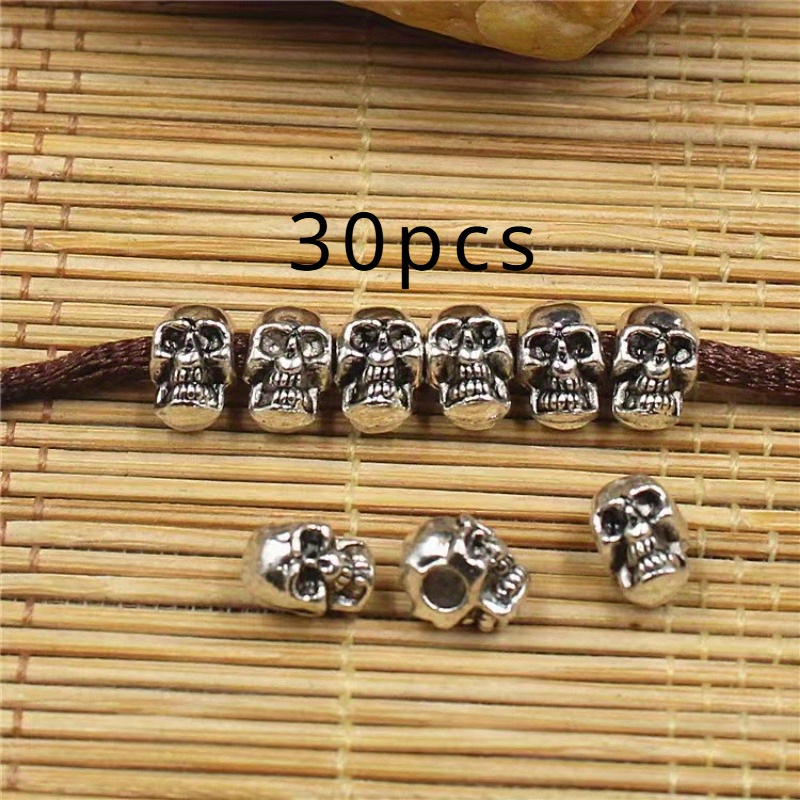 E-shop 30 Stück Schädelperlen mit großen Löchern, DIY-Schmuckzubehör für Ketten Armbänder