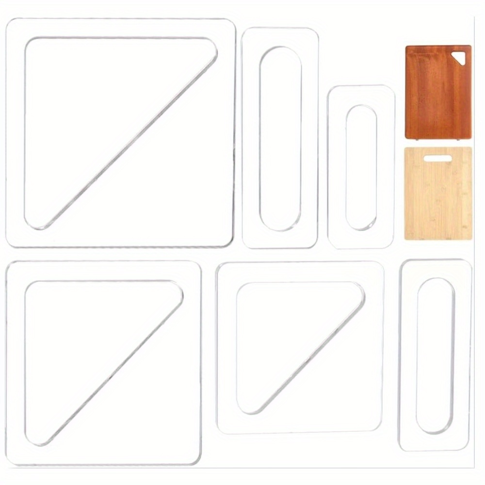 

6-piece Acrylic Charcuterie Board Handle Tracing Stencils Set - Plastic Shape Mold Templates For Woodworking And Crafting