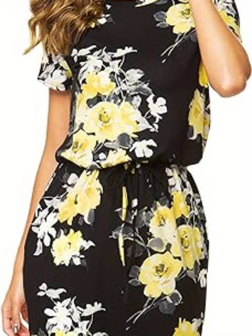 womens hide belly work casual midi blouson dress with pockets