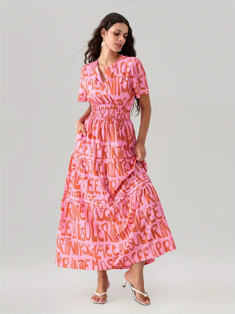 women maxi long dress smocked waist pintucked hem side slant - Temu women maxi long dress smocked waist pintucked hem side slant - Temu