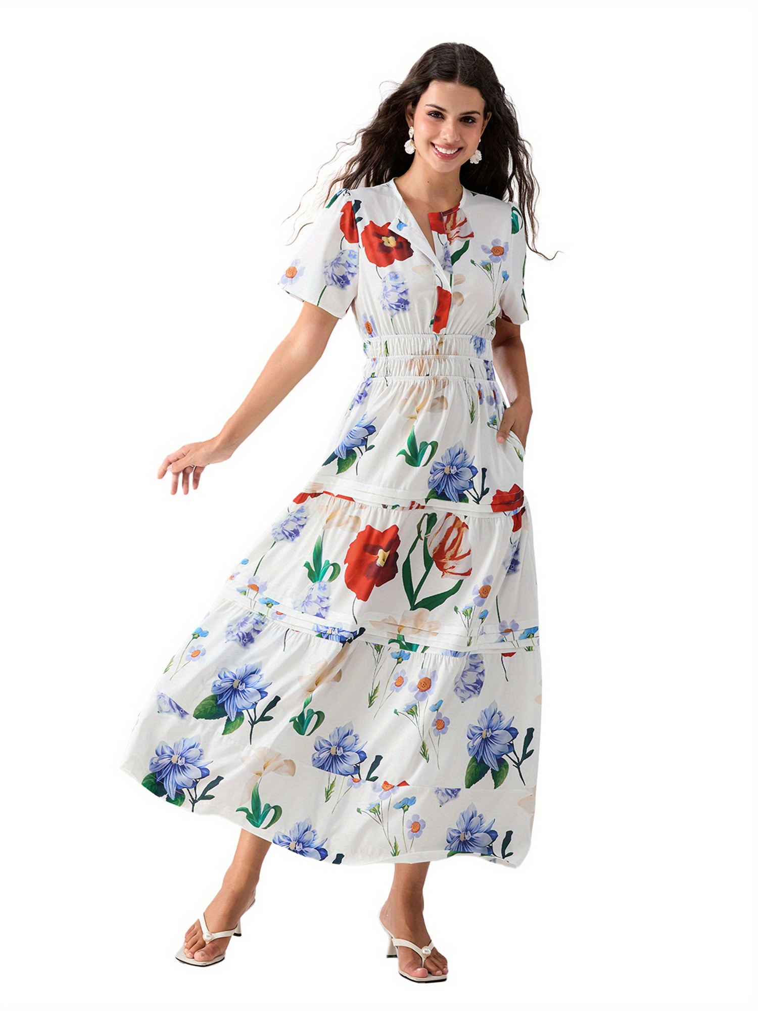 flowy dress with pockets Nadine Palm Maxi Dress Nautical / XS main image 1