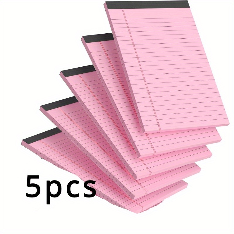 

5 Pack Of Pink Ruled Notebooks With Bookmark Tabs - Perfect For Daily Use And Organization