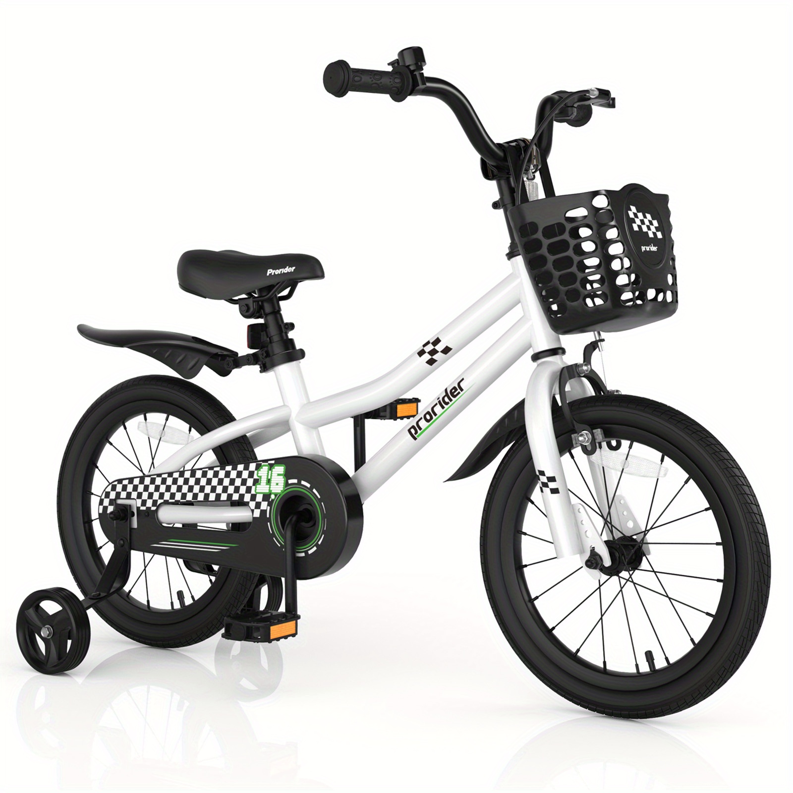 

Gymax 16" Kid’s Bike W/removable Training Wheels & Basket For 4-7 Years Old White