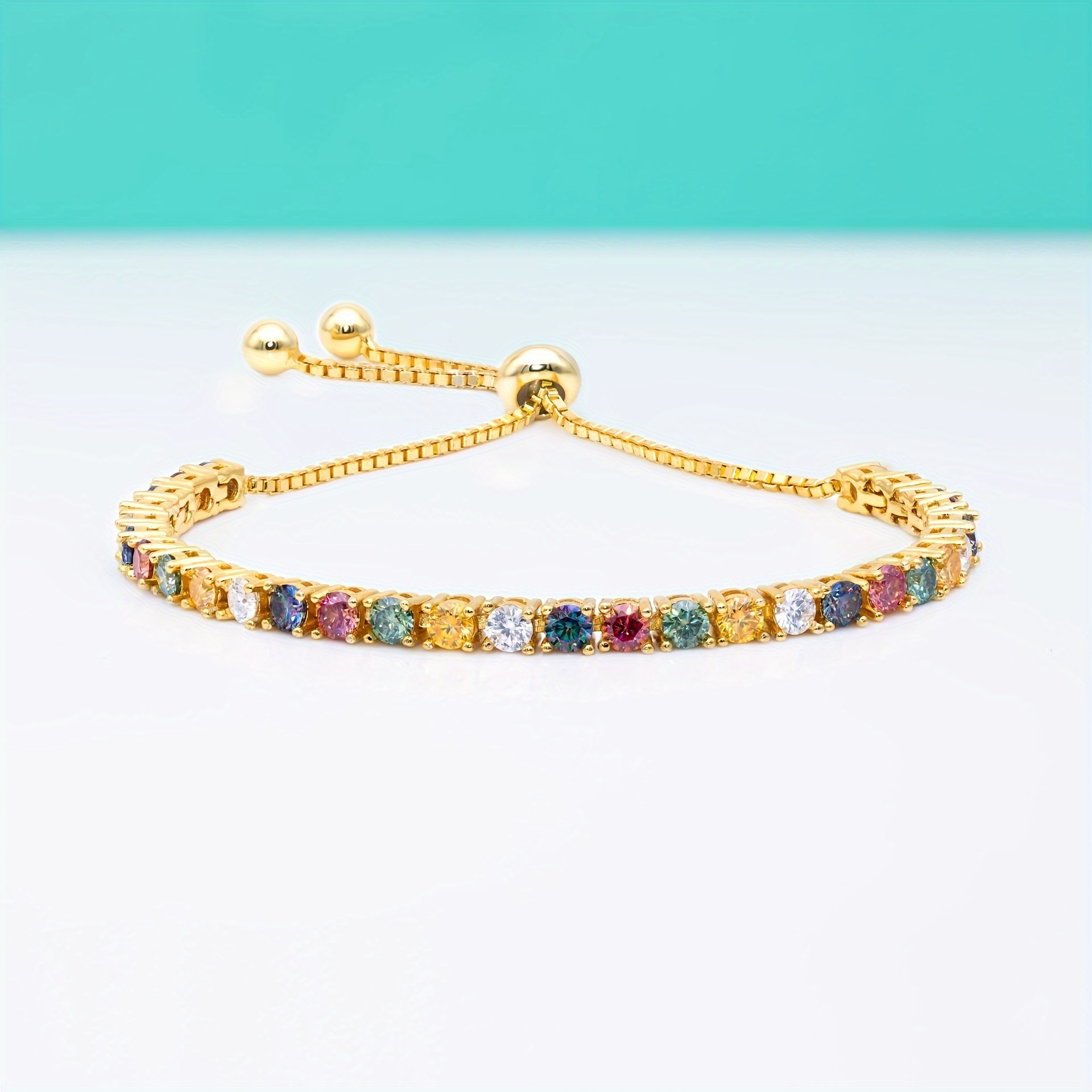 vintage style 18k golden plated 925 silver bracelet with 15ct colorful moissanite adjustable   bracelet   valentines day wedding engagement daily vacation wear 1pc details 1